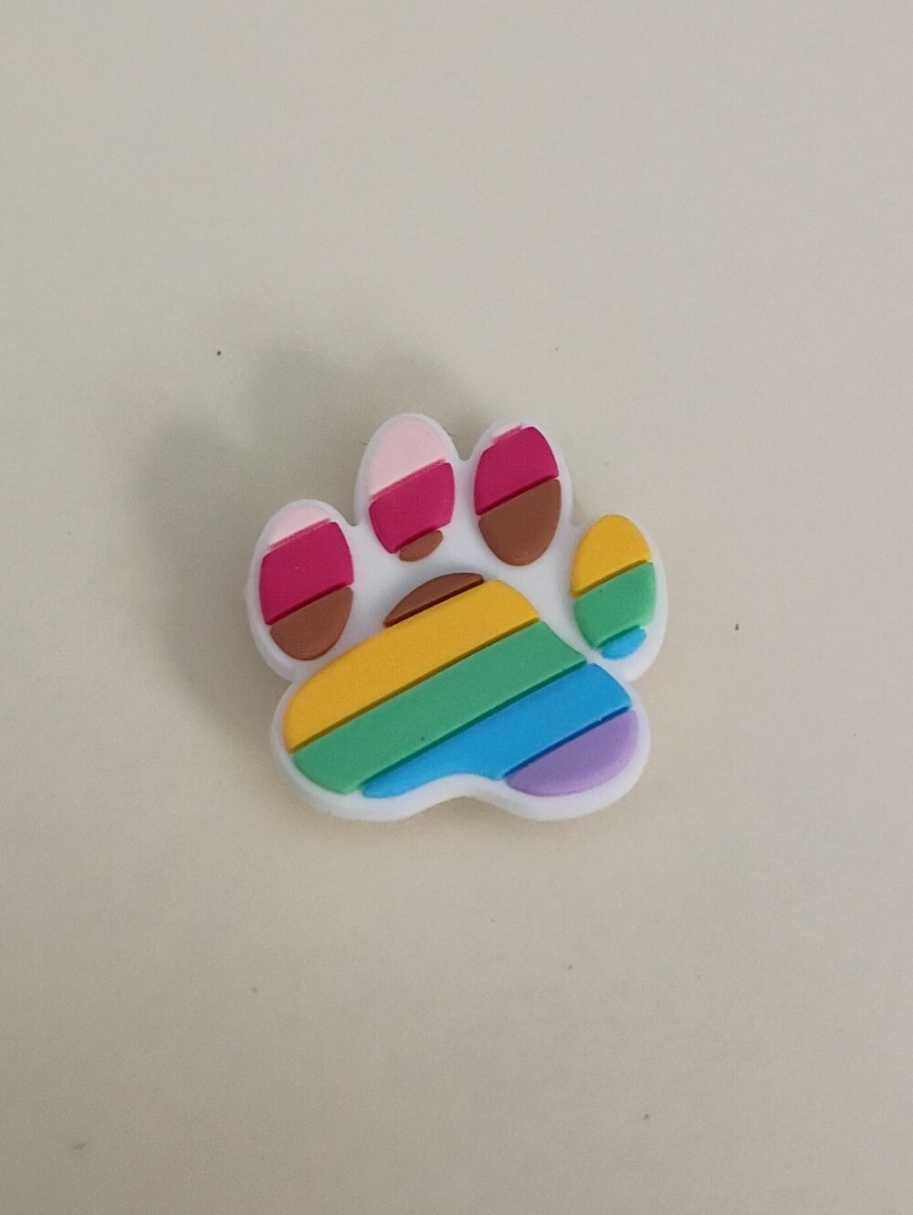 10 for $10 Jibbitz Croc Charms - Animal Paw Print Diagonal Stripes Rainbow